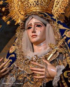 Virgen de los Dolores ataviada para el Corpus CHristi 2023