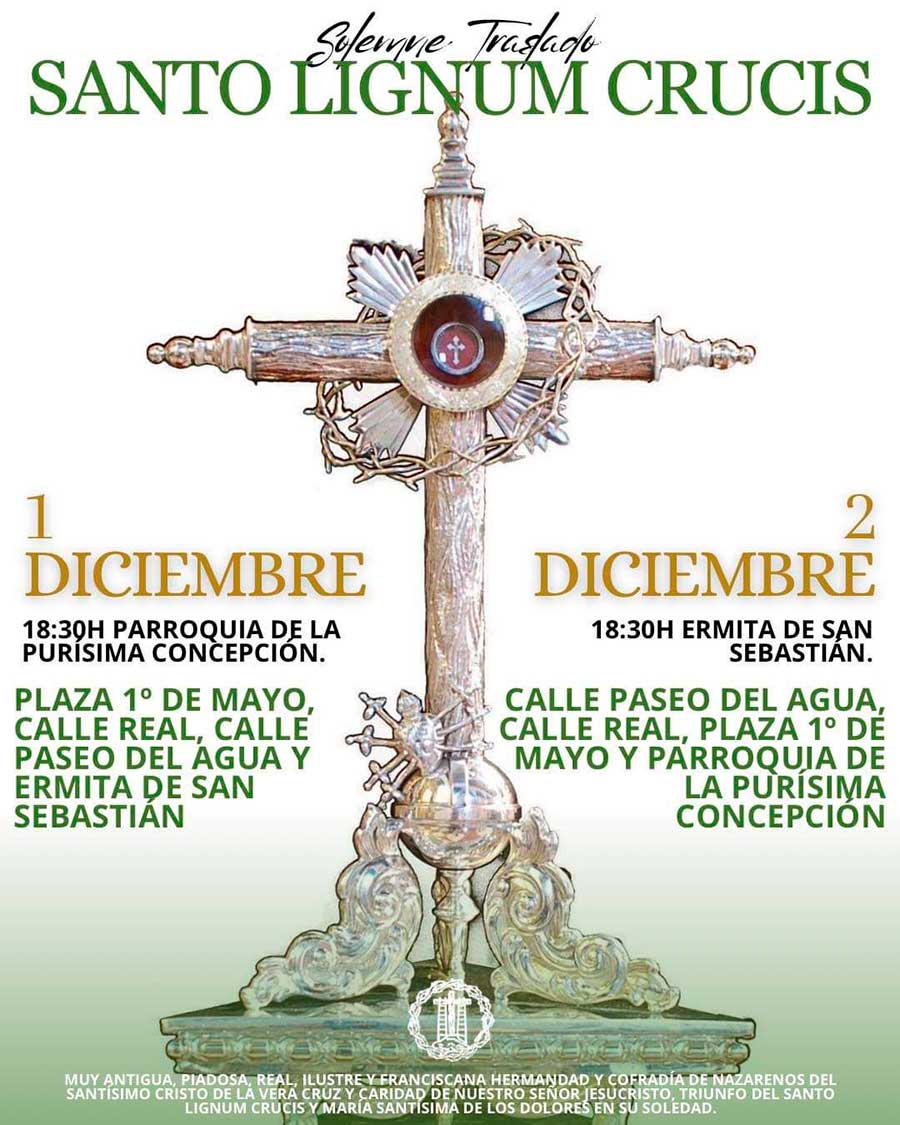 Cartel del Solemne Traslado Santo Lignum Crucis diciembre 2023