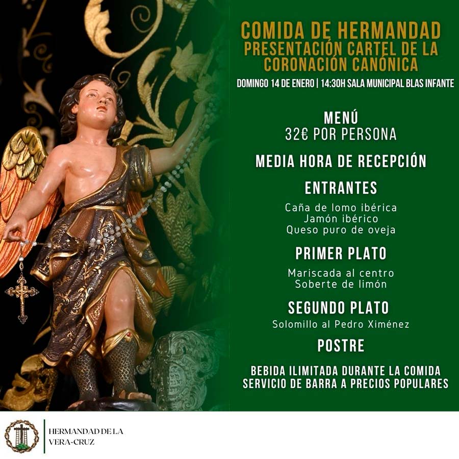 Veracruz de Brenes. Comida de Hermandad presentación cartel Coronación Canónica