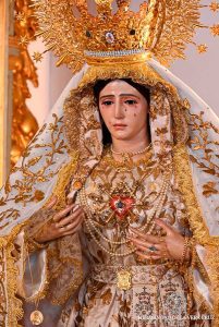 M. Ssma. de los Dolores en su Soledad ataviada para la salida procesional del Vía Lucis 2024
