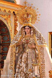 M. Ssma. de los Dolores en su Soledad ataviada para la salida procesional del Vía Lucis 2024