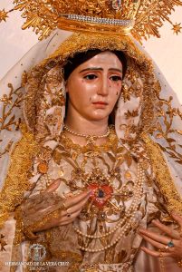 M. Ssma. de los Dolores en su Soledad ataviada para la salida procesional del Vía Lucis 2024