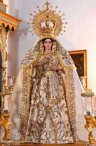 M. Ssma. de los Dolores en su Soledad ataviada para la salida procesional del Vía Lucis 2024