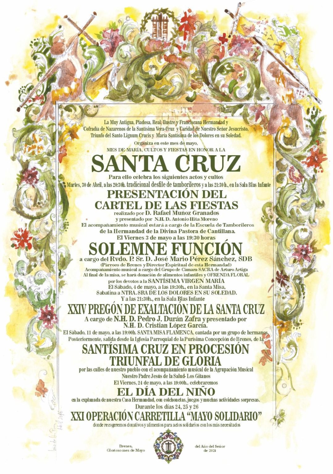 Cartel de Presentación del Cartel de las fiestas en honor de la Santa Cruz. Brenes 2024