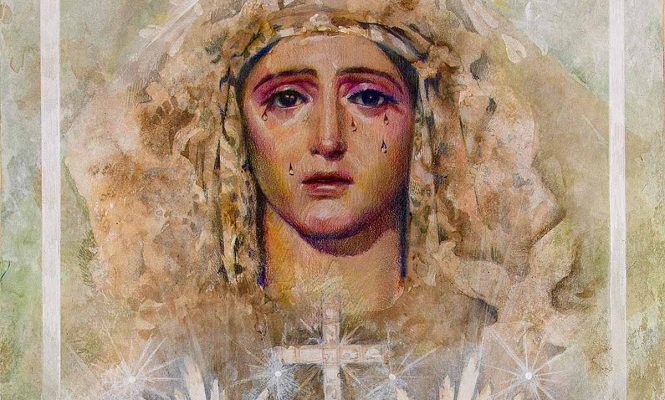Papeleta Oficial Conmemorativa de la Coronación Canónica de la Santísima Virgen de los Dolores obra de D. Juan Miguel Martín Mena