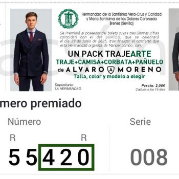 Sorteo Álvaro Moreno. Resultado del sorteo con el cupón de la ONCE 31 de julio de 2025
