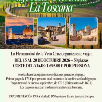 Ya a la venta las plazas para el viaje a Asís – Florencia – La Toscana
