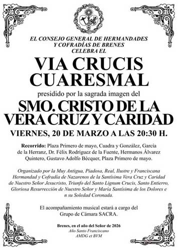 Vía Crucis Cuaresmal presidido por el Santísimo Cristo de la Vera Cruz y Caridad