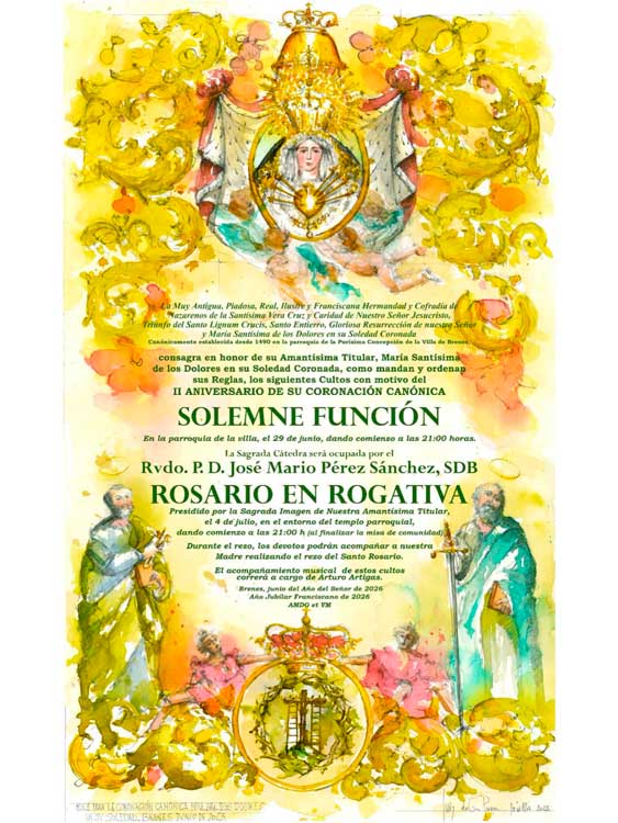 II Aniversario de la Coronación Canónica de Ntra. Sra. de los Dolores en su Soledad. Cultos Ordinarios