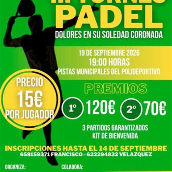 III Torneo de Padel Virgen de los Dolores en su Soledad Coronada